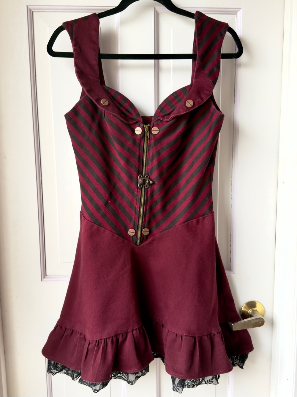 Steampunk Fit & Flare Burgundy Dress By Jawbreaker Size Medium